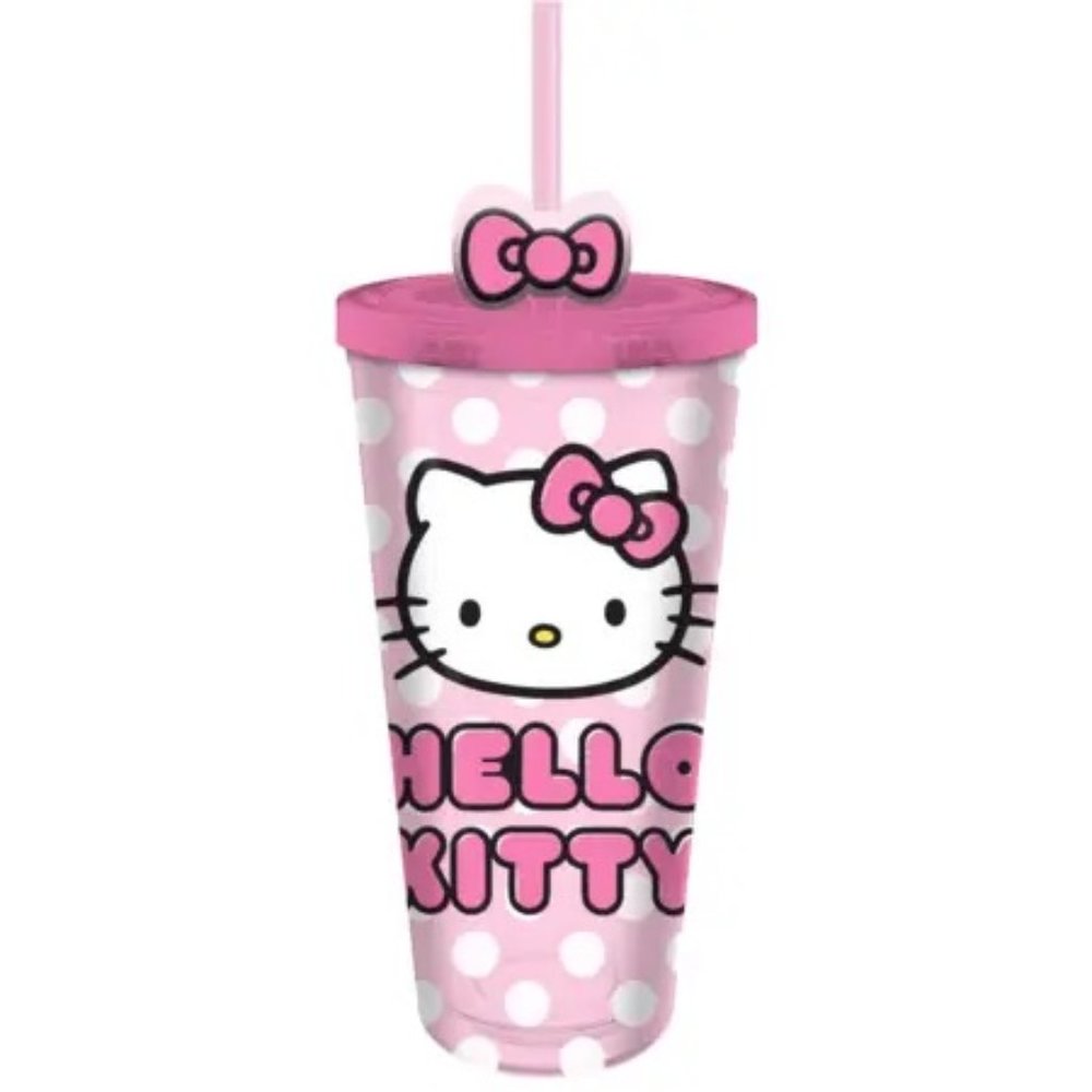 Hello Kitty 24oz. Plastic Cold Cup w Lid and Topper